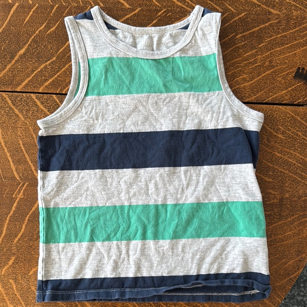 Striped Kids Tank Top - Blue, Green, and Gray